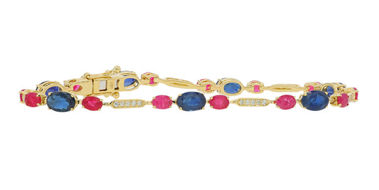 14K YG 7.50 CTW Sapphire & Ruby Bracelet