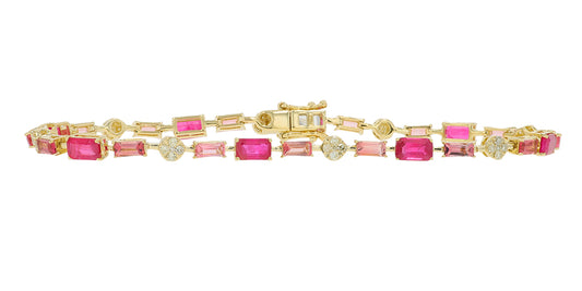 14K YG 4.10 CTW Pink Sapphire & Ruby Bracelet