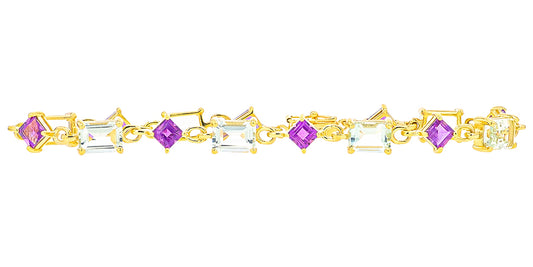 10K YG 9 CTW Green & Purple Amethyst Bracelet