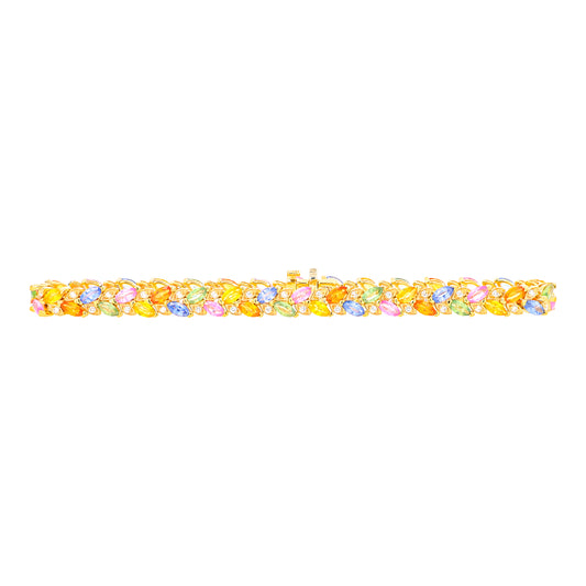 14K YG EFFY 12.68 CTW Multi Sapphire Bracelet