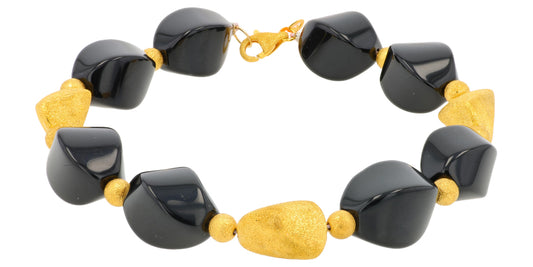 14K YG EFFY 95 CTW Onyx Bracelet