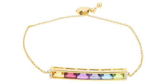 14K YG EFFY 1.75 CTW Multicolor Gemstone Bolo Bracelet