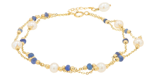 14K EFFY YG Sapphire & Pearl Bracelet