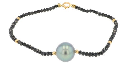 14K WG EFFY Tahitian Pearl & Black Spinel Bracelet
