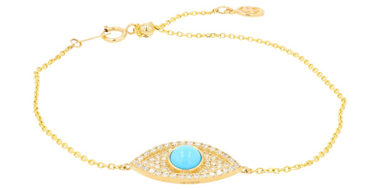 14K YG EFFY Turquoise Evil Eye Bracelet