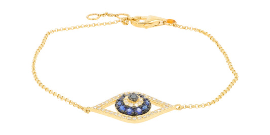 14K YG EFFY Sapphire Evil Eye Bracelet