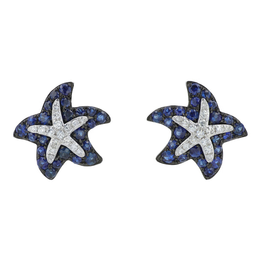 14K WG EFFY .60 CT Sapphire Starfish Studs