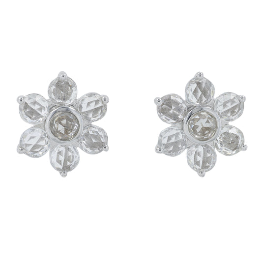14K EFFY WG 4.52 CT White Sapphire Flower Studs