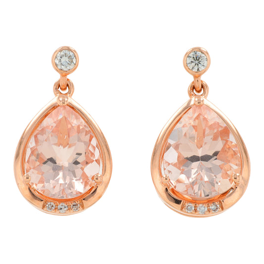 14K RG 3.66 CT Morganite Earrings