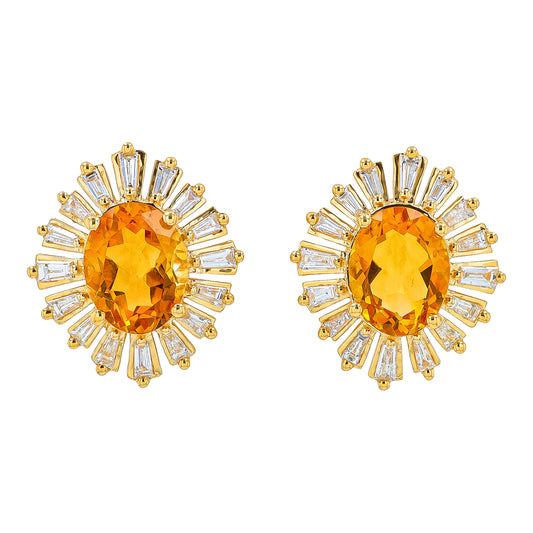 14K EFFY YG 3.15 CTW Citrine Earrings