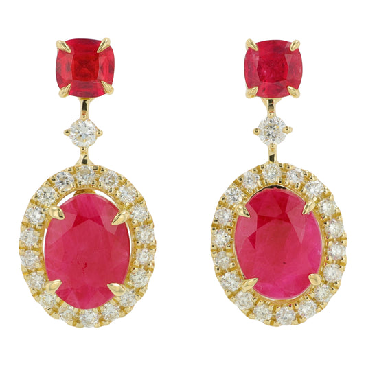 14K YG 3.50 CTW Ruby Dangle Earrings