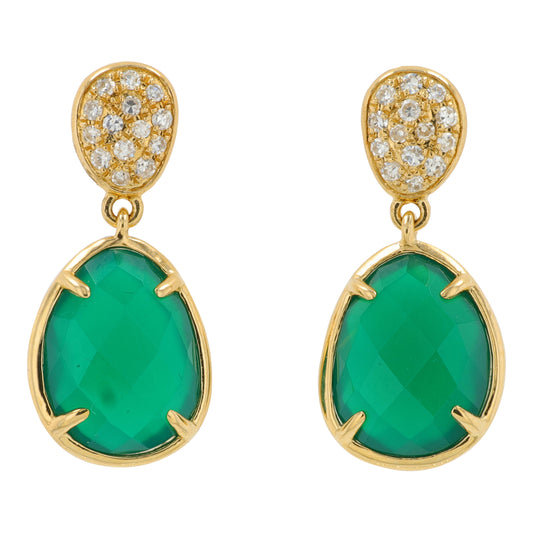 14K YG EFFY 3.30 CT Green Onyx Earrings