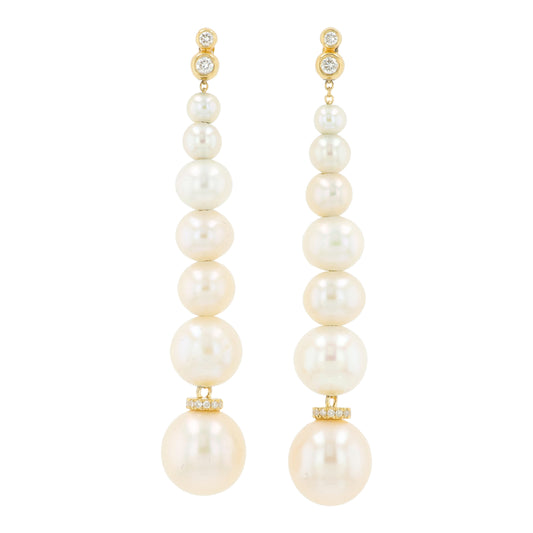 14K EFFY YG Pearl Earrings