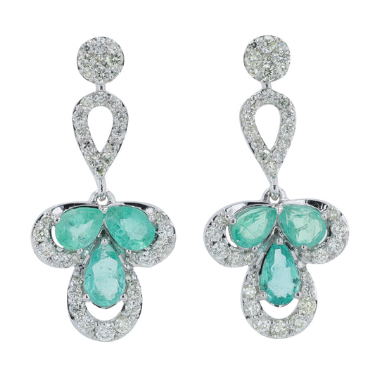 14K WG .90 CT Emerald Earrings