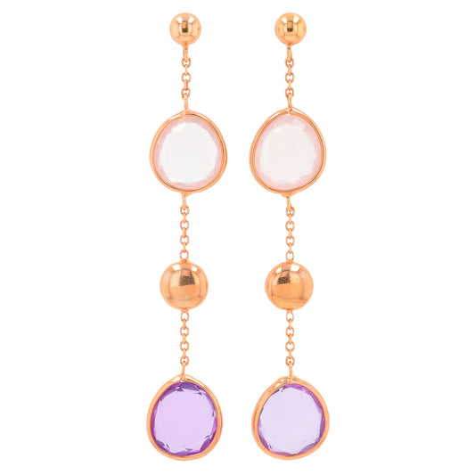 10K RG Amethyst & Rose Quartz Earrings