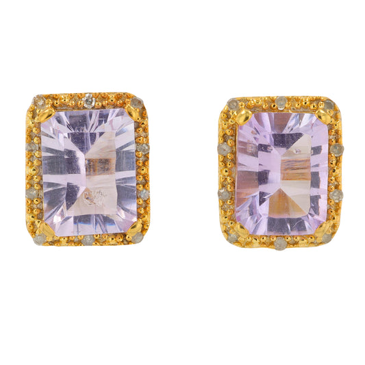 10K YG Amethyst Halo Earrings