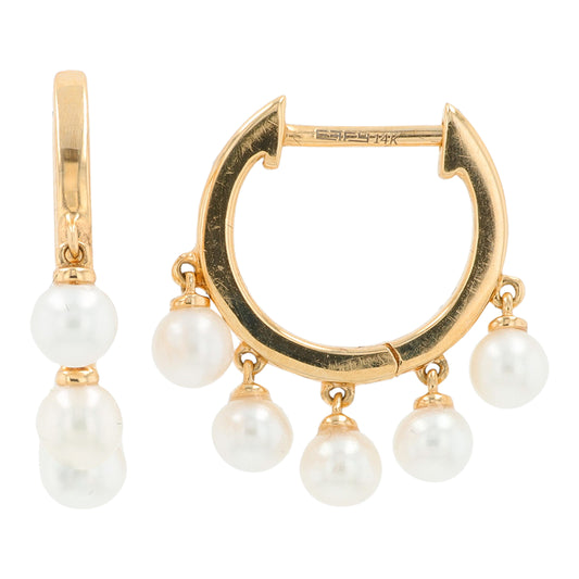 14K YG EFFY Freshwater Pearl Hoops