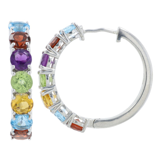 SS EFFY 7.85 CTW Multi Gemstone Hoops