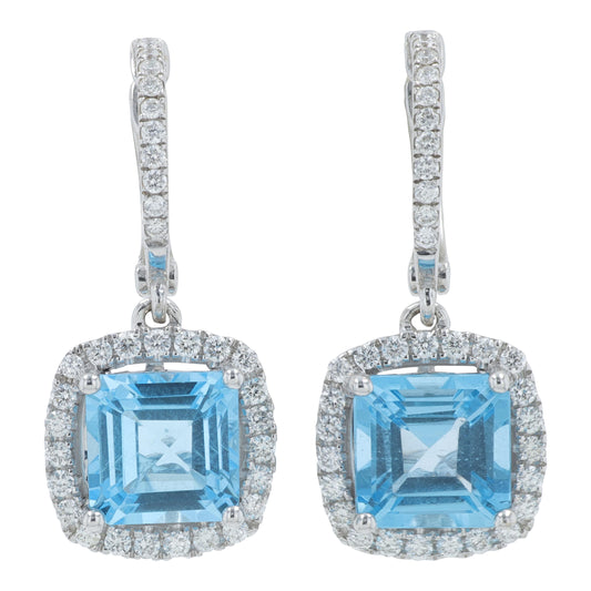 14K WG EFFY 4.55 CTW Swiss Blue Topaz Earrings