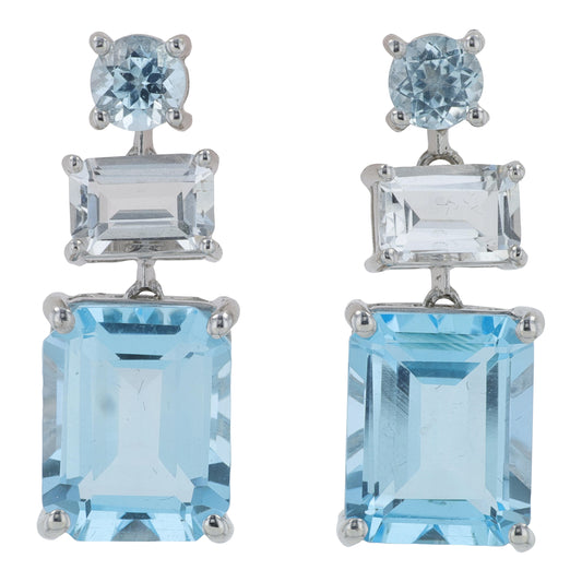 14K WG EFFY 10.50 CTW Sky Blue & White Topaz Earrings