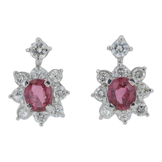 PT900 1.31 CTW Ruby Earrings