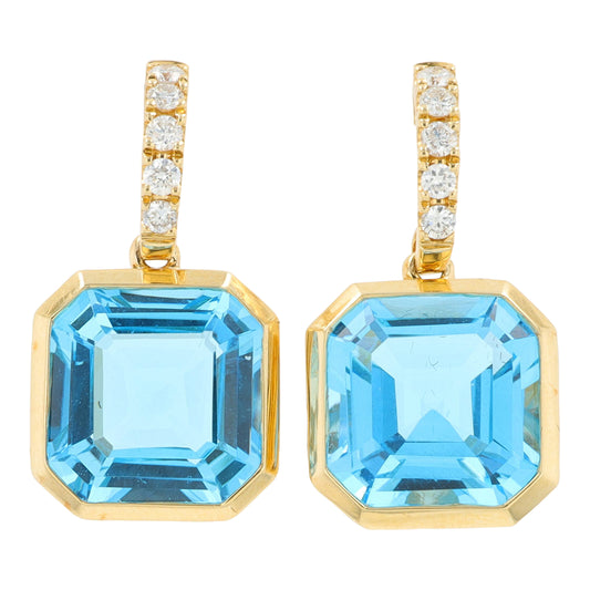 14K YG EFFY 12.10 CTW Blue Topaz Earrings