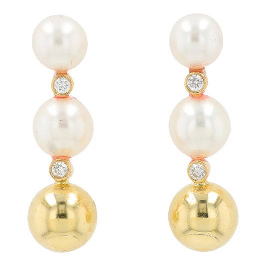14K YG EFFY Pearl Earrings