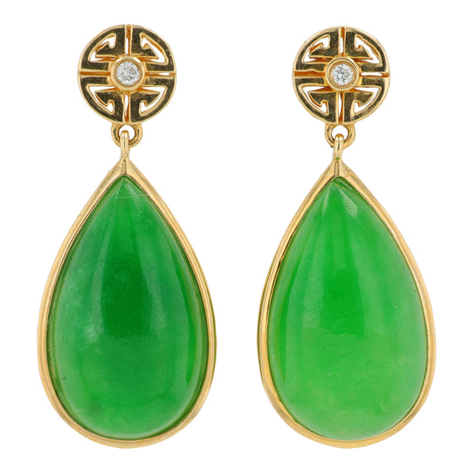 14K YG EFFY 8.20 CT Dyed Jade Earrings