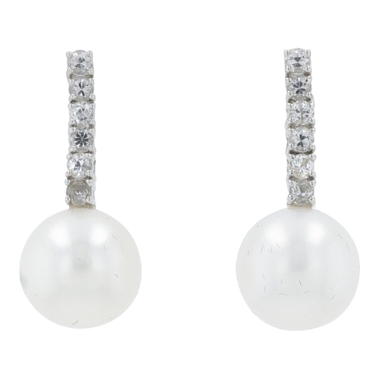 14K WG EFFY Freshwater Pearl & White Topaz Earrings