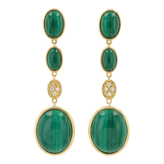 14K YG EFFY 7.60 CTW Malachite Earrings