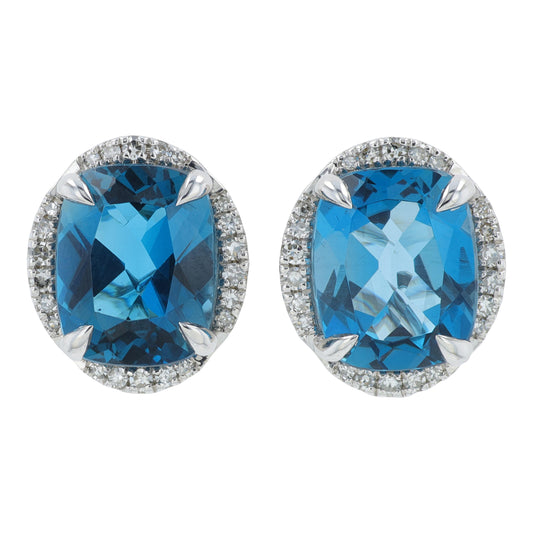14K WG EFFY 7.80 CTW Blue Topaz Earrings