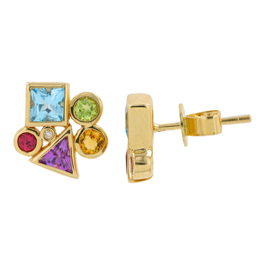 14K YG EFFY 1.65 CTW Multi Gemstone Studs