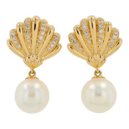 14K YG EFFY Freshwater Pearl Shell Earrings
