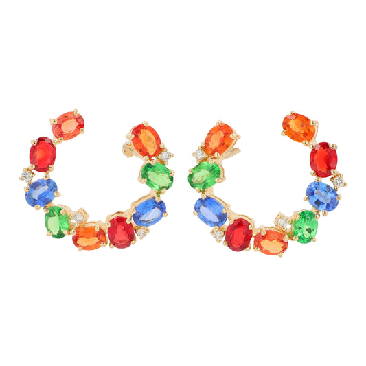 14K YG EFFY 4.16 CTW Multi Gemstone Earrings