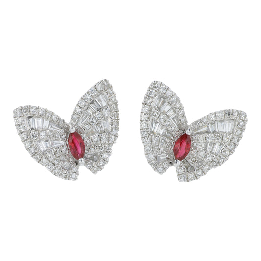 14K WG EFFY .20 CTW Ruby Butterfly Earrings
