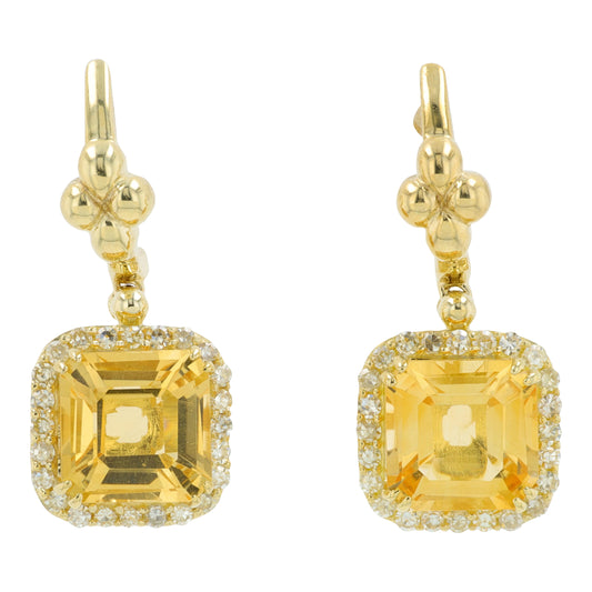 10K YG 2 CTW Citrine Earrings