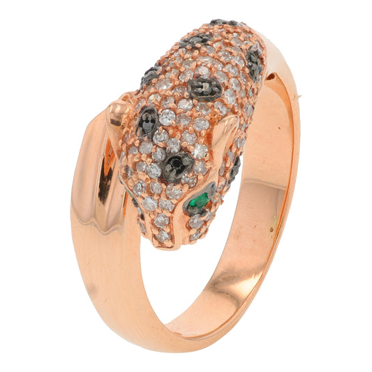 14K RG EFFY Emerald Bypass Panther Ring