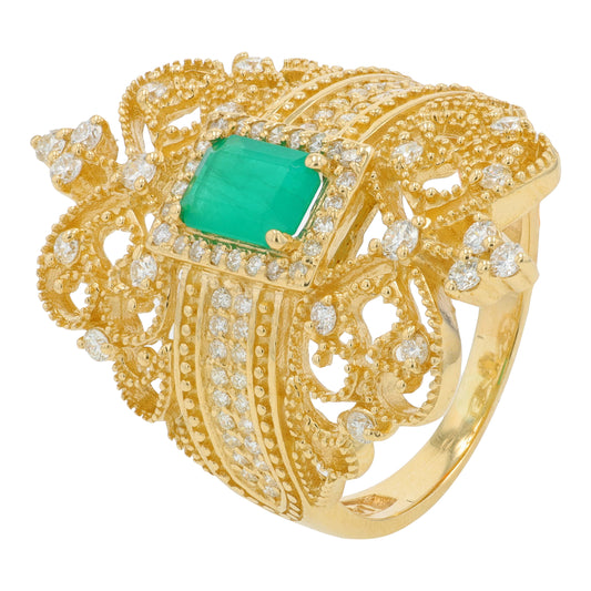 14K YG EFFY 0.95 CT Emerald Ring