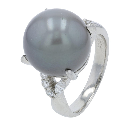 PT900 12.5 MM Tahitian Pearl Ring