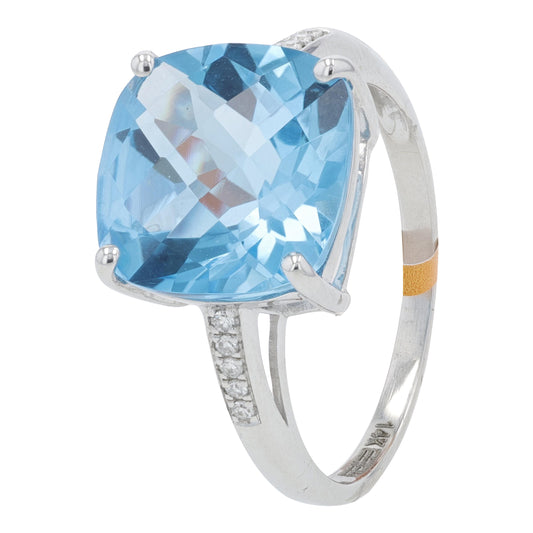 14K WG EFFY 6.15 CT Blue Topaz Ring