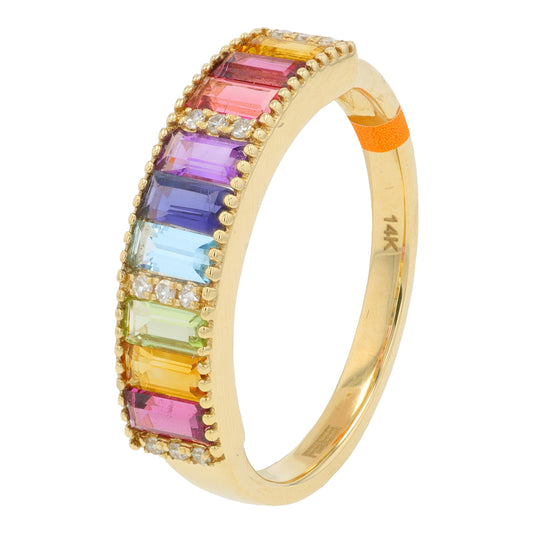 14K YG EFFY 1.11 CTW Multi Gemstone Ring