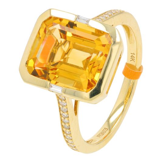 14K YG EFFY 4 CT Citrine Ring