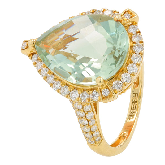 14K YG EFFY 6.30 CT Green Amethyst Ring