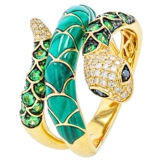 14K EFFY YG 1.85 CTW Tsavorite Bypass Snake Ring