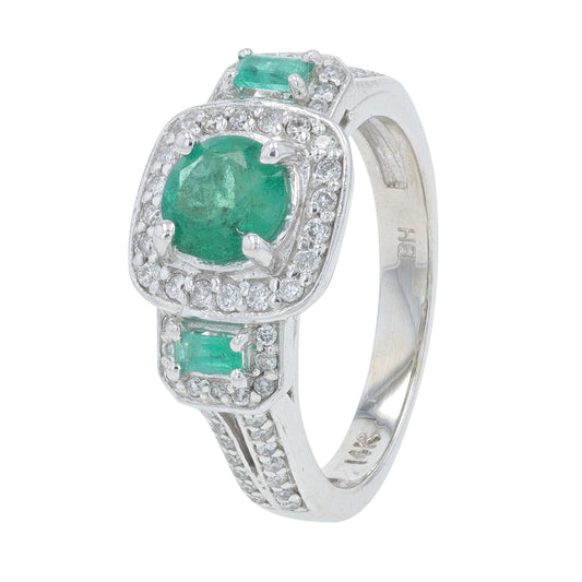 14K EFFY WG 1 CT Emerald Ring