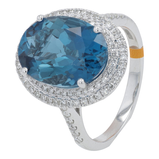 14K WG EFFY 6.85 CT London Blue Topaz Ring