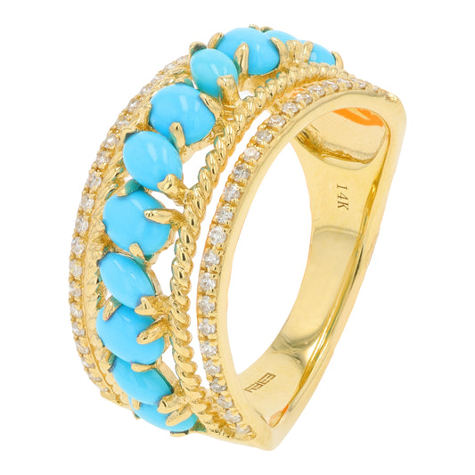 14K YG EFFY 1.61 CTW Turquoise Ring