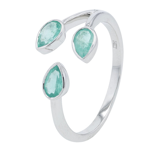 14K WG .58 CTW Emerald Bypass Ring