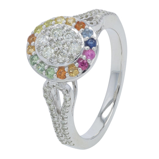 14K WG .34 CT Multi Sapphire Ring