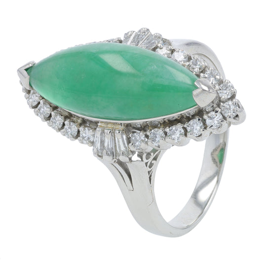 PT900 4.60 CT Jade Marquise Ring